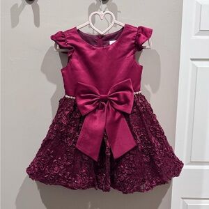 Rare Editions Burgundy Dress with Bow